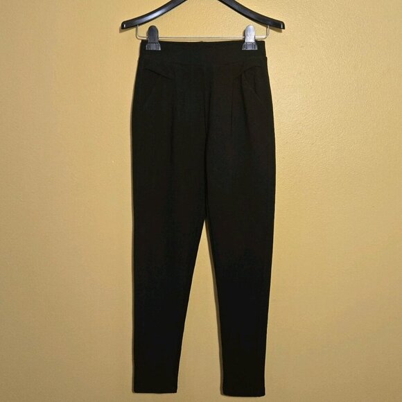 INDERO Black Skinny Fit Pull on Pants Womens Size L XL Y2K High Rise Ponte Goth - Picture 1 of 8